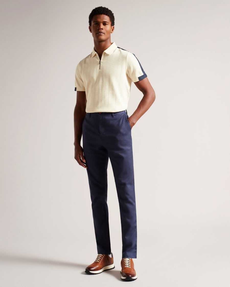 Ted Baker Abloom Short Sleeve Polo Shirt With Zip Natural | 2413679-XI