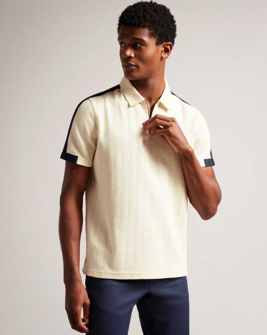 Ted Baker Abloom Short Sleeve Polo Shirt With Zip Natural | 2413679-XI