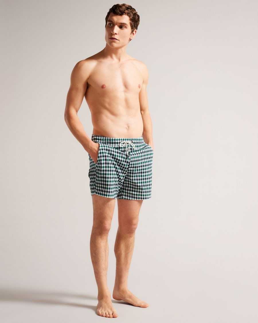 Ted Baker Addling Regular House Check Swim Shorts Navy | 3512670-MJ