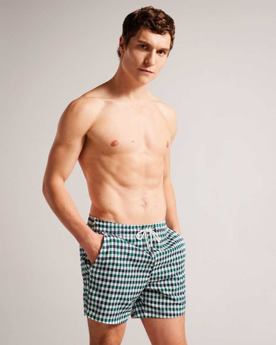 Ted Baker Addling Regular House Check Swim Shorts Navy | 3512670-MJ