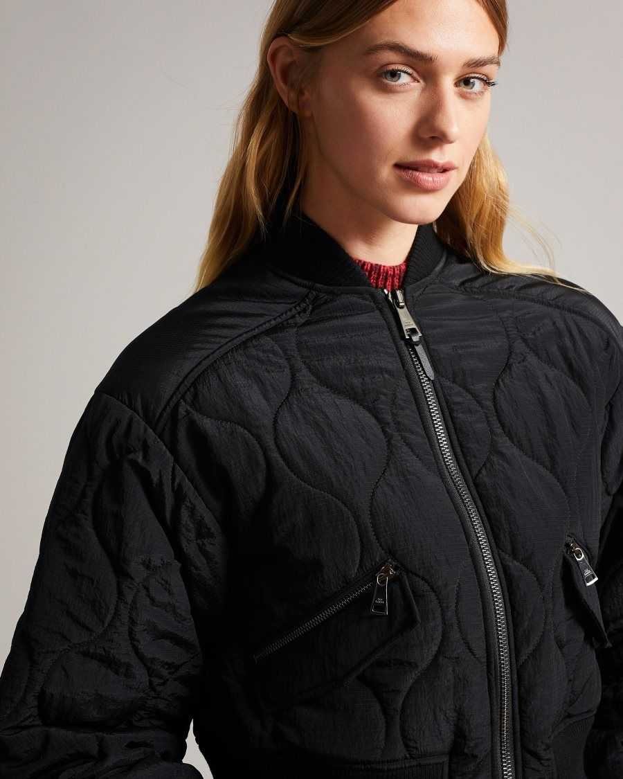 Ted Baker Aelexis Onion Quilted Bomber Jacket Black | 6385720-MG