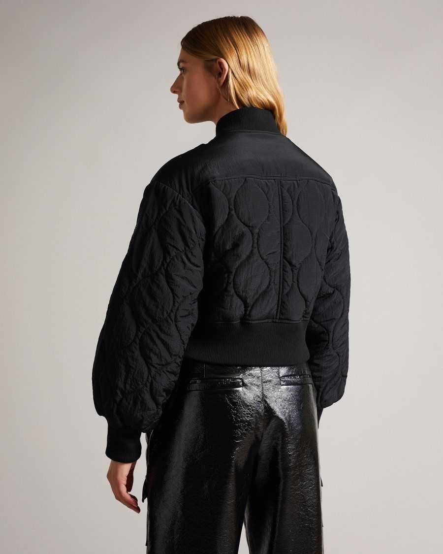 Ted Baker Aelexis Onion Quilted Bomber Jacket Black | 6385720-MG