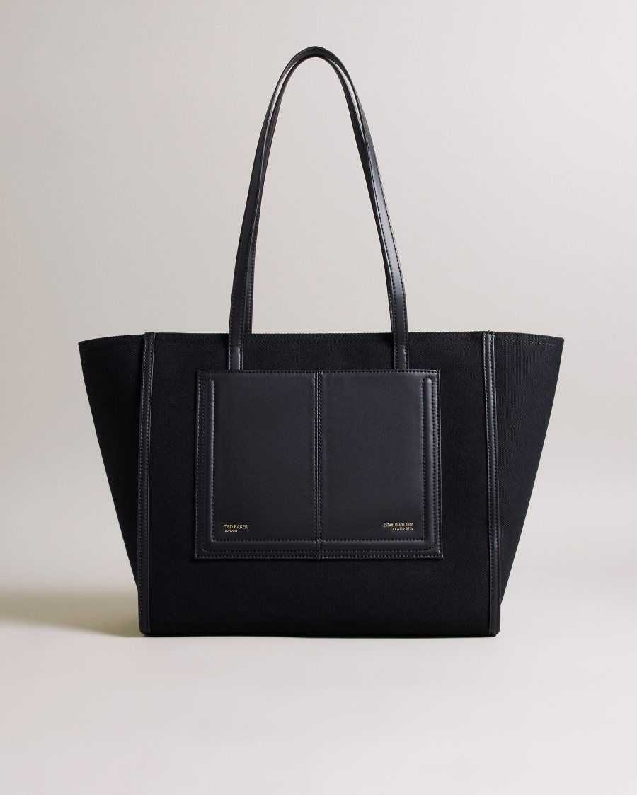 Ted Baker Aksani Large Canvas Tote Bag Jet-Black | 4052891-UD