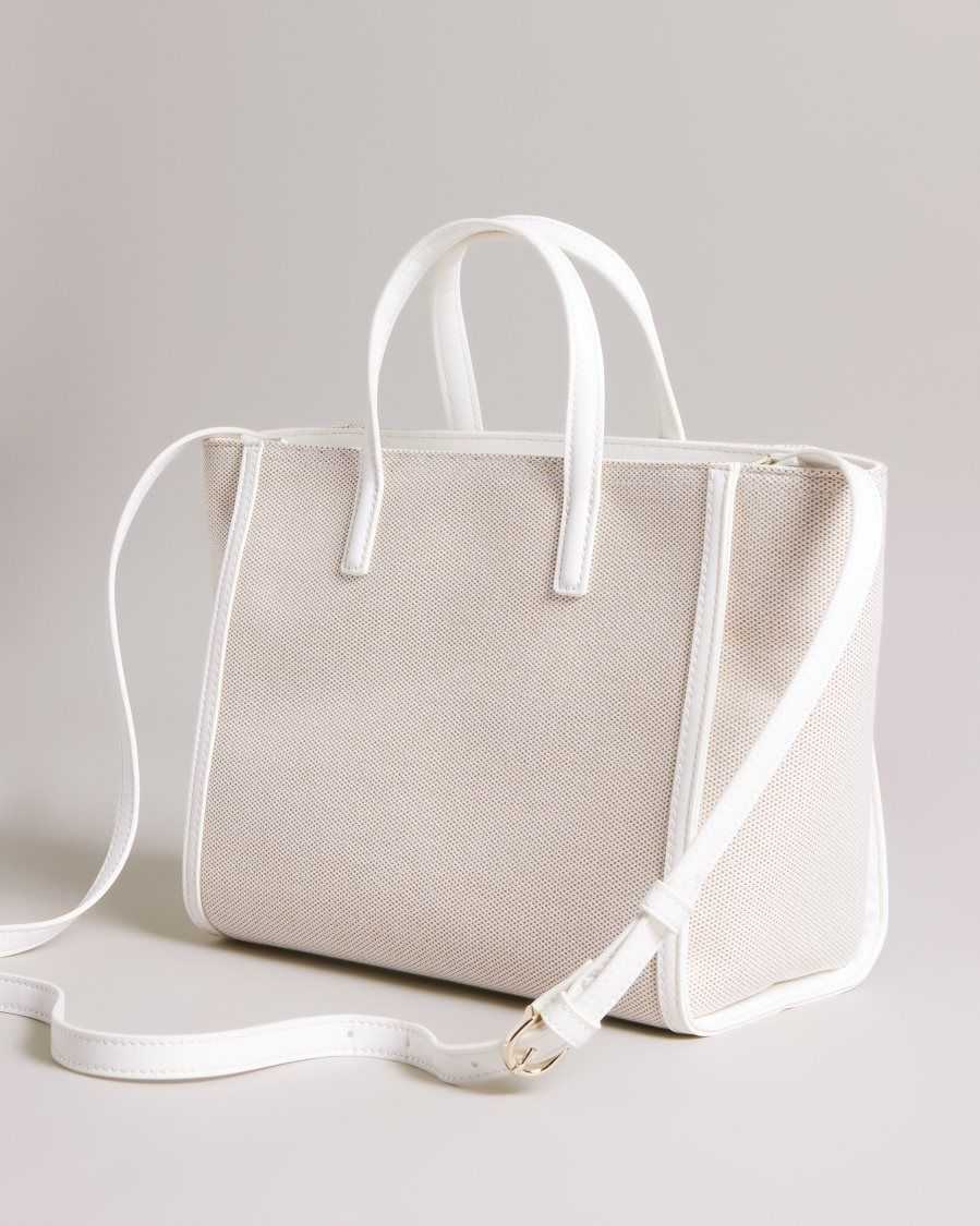 Ted Baker Aksanna Medium Canvas Tote Bag White | 1754063-IN