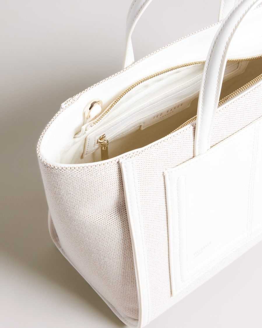 Ted Baker Aksanna Medium Canvas Tote Bag White | 1754063-IN