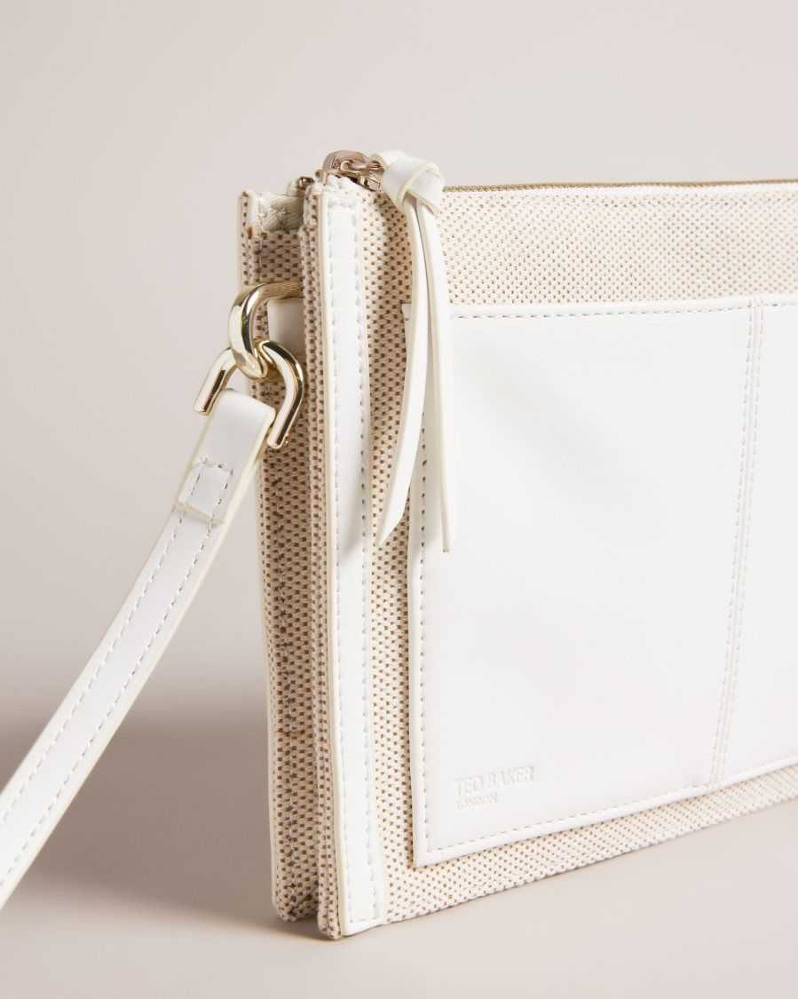 Ted Baker Aksia Canvas Crossbody Bag Ecru | 8426579-AX