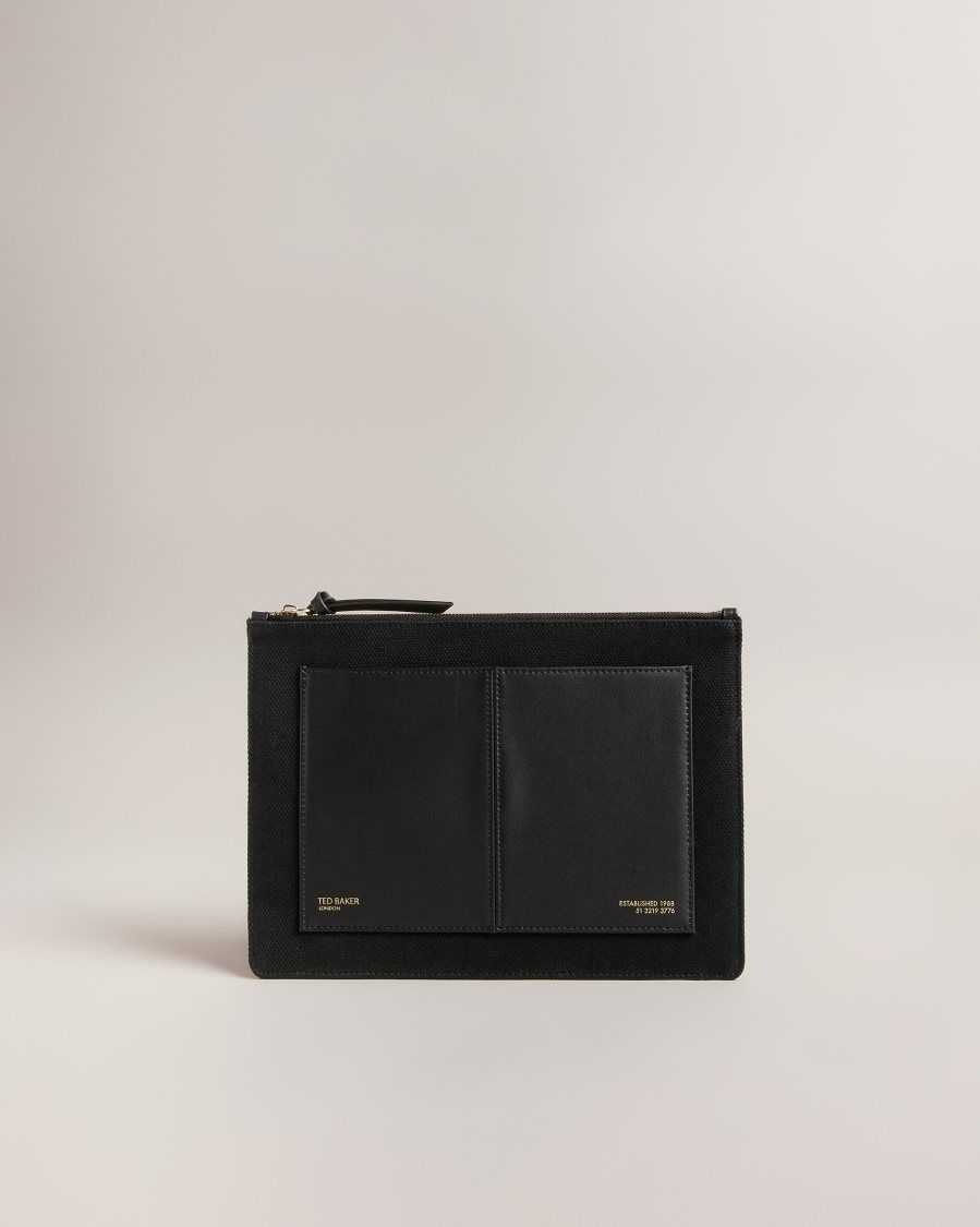 Ted Baker Aksina Canvas Pouch Jet-Black | 4520981-DB