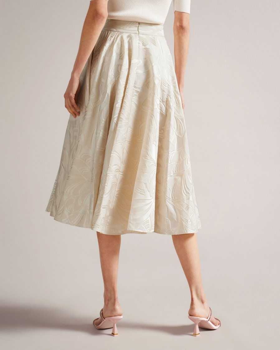 Ted Baker Alannas Jacquard Paisley Full Skirt Natural | 9147056-BO