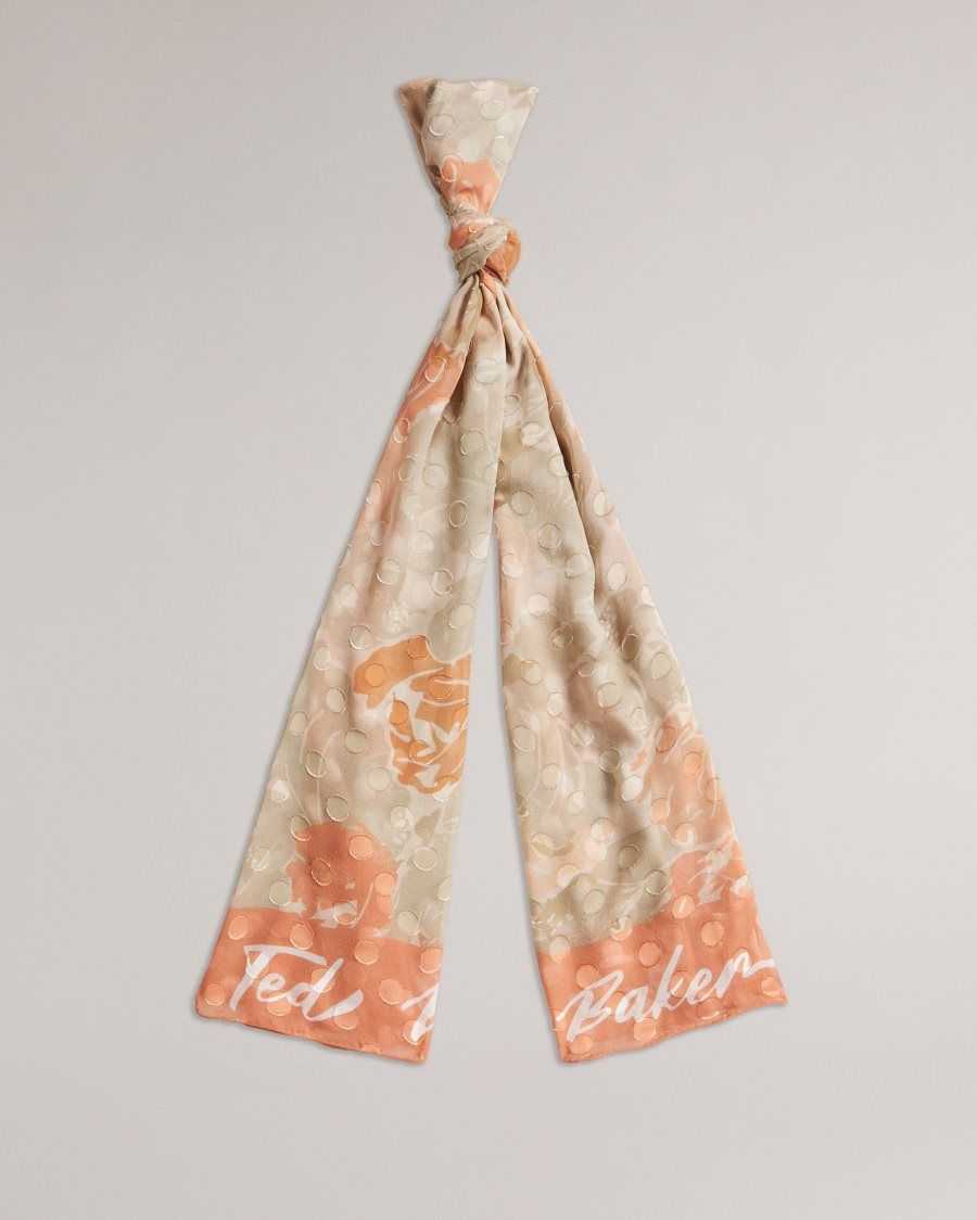 Ted Baker Alanny Floral Printed Long Scarf Coral | 0236541-QZ