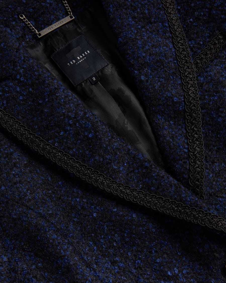 Ted Baker Alenaah Boucle Blazer With Embellished Detail Dark Blue | 6482317-LP