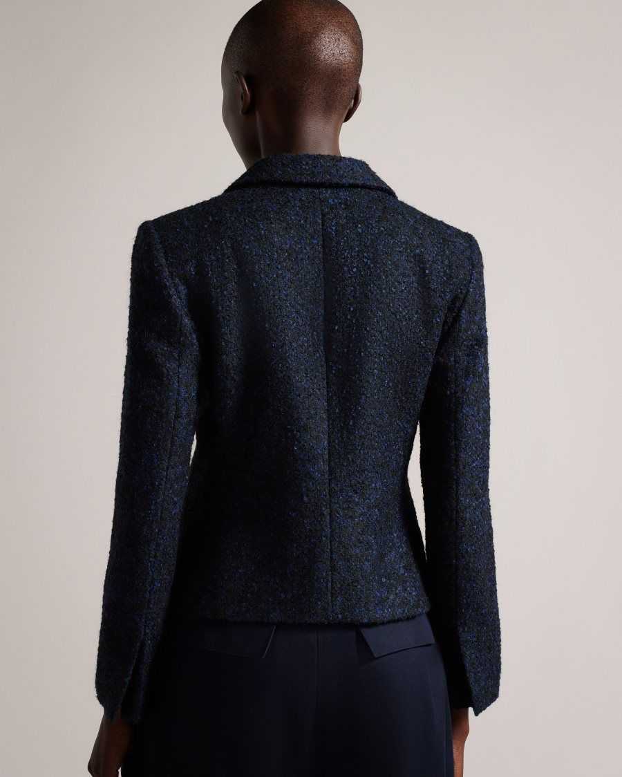 Ted Baker Alenaah Boucle Blazer With Embellished Detail Dark Blue | 6482317-LP