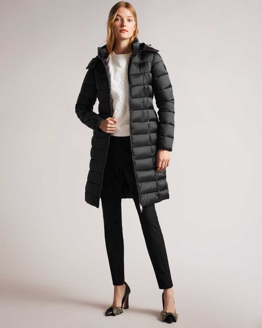 Ted Baker Aliciee Long Padded Showerproof Coat Black | 2915048-IU