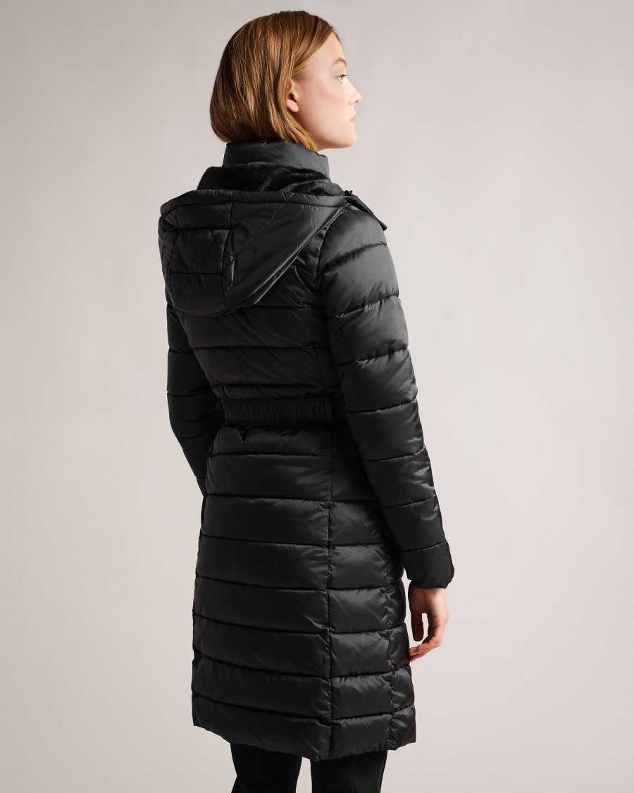 Ted Baker Aliciee Long Padded Showerproof Coat Black | 2915048-IU