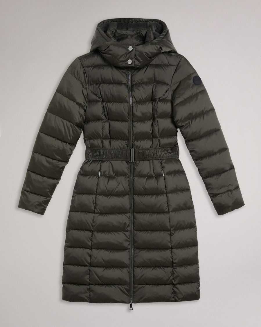 Ted Baker Aliciee Long Padded Showerproof Coat Dark Green | 7938164-WB