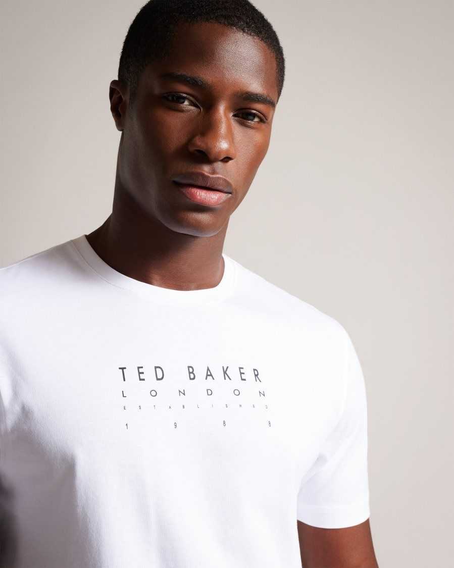 Ted Baker Alisbur Short Sleeve Branded T-Shirt White | 7601354-TO