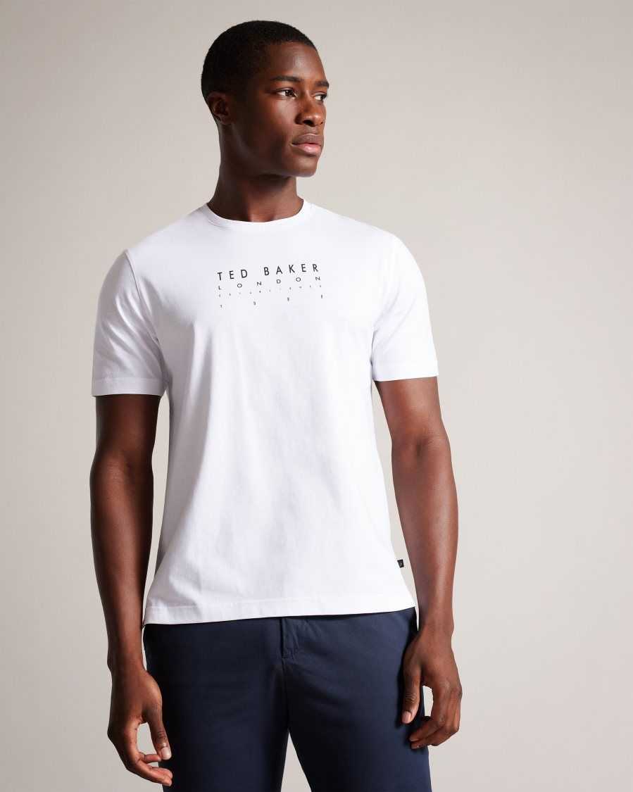 Ted Baker Alisbur Short Sleeve Branded T-Shirt White | 7601354-TO