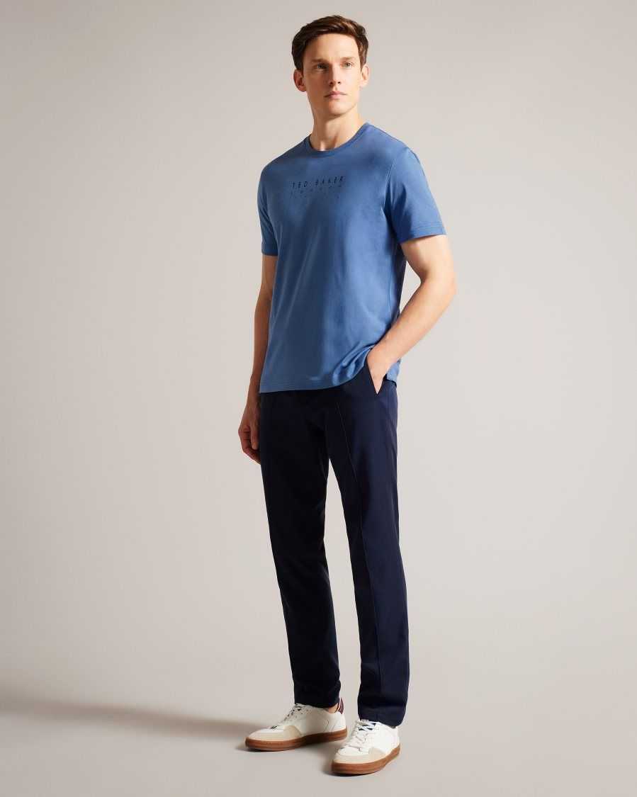 Ted Baker Alisbur Short Sleeve Branded T-Shirt Dark Blue | 9206843-BY