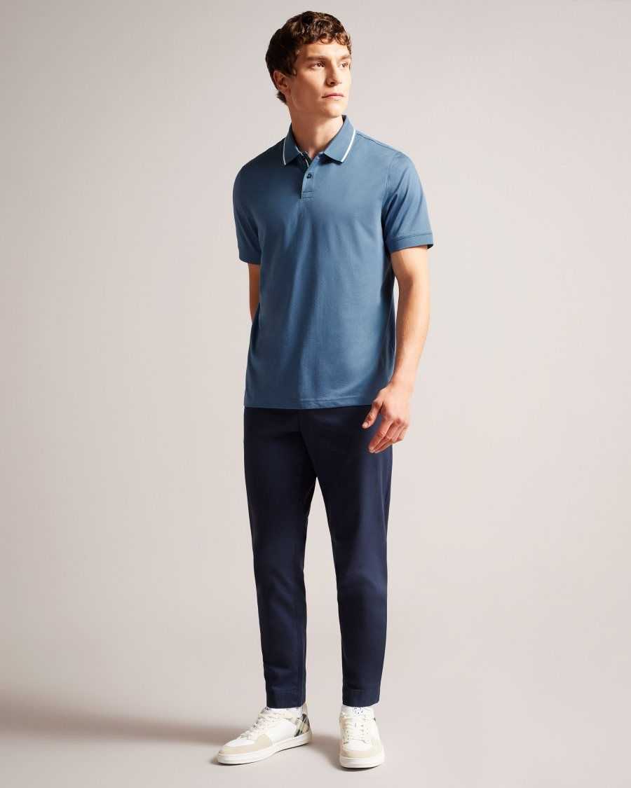 Ted Baker Allard Short Sleeve Polo Shirt Medium Blue | 1248076-DP