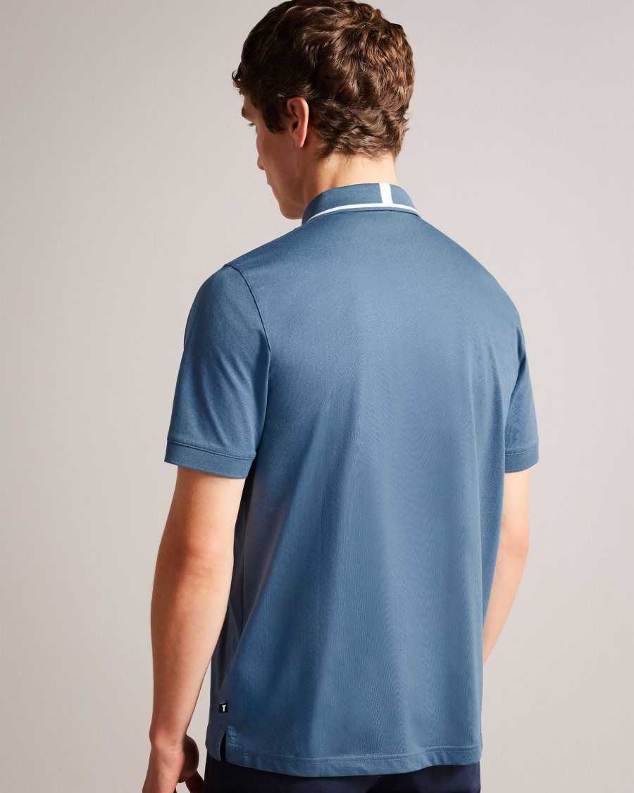 Ted Baker Allard Short Sleeve Polo Shirt Medium Blue | 1248076-DP