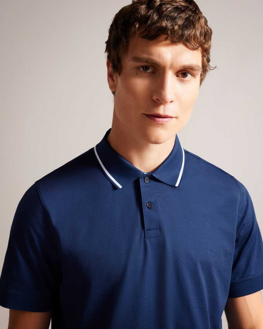 Ted Baker Allard Short Sleeve Polo Shirt Navy-Blue | 7182960-CX