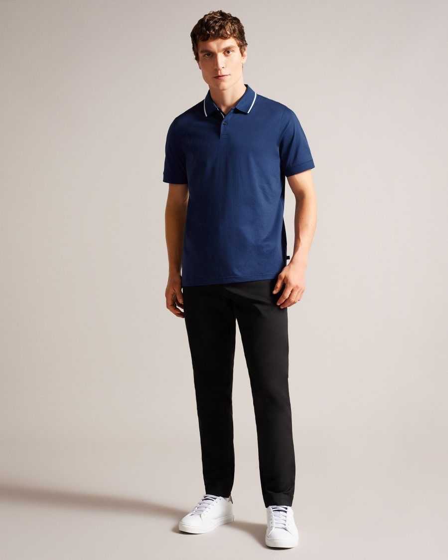 Ted Baker Allard Short Sleeve Polo Shirt Navy-Blue | 7182960-CX