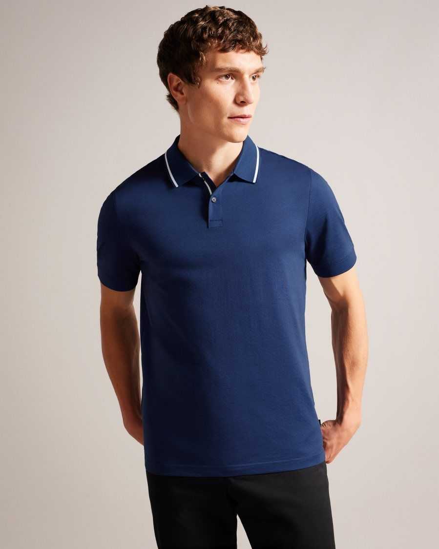 Ted Baker Allard Short Sleeve Polo Shirt Navy-Blue | 7182960-CX