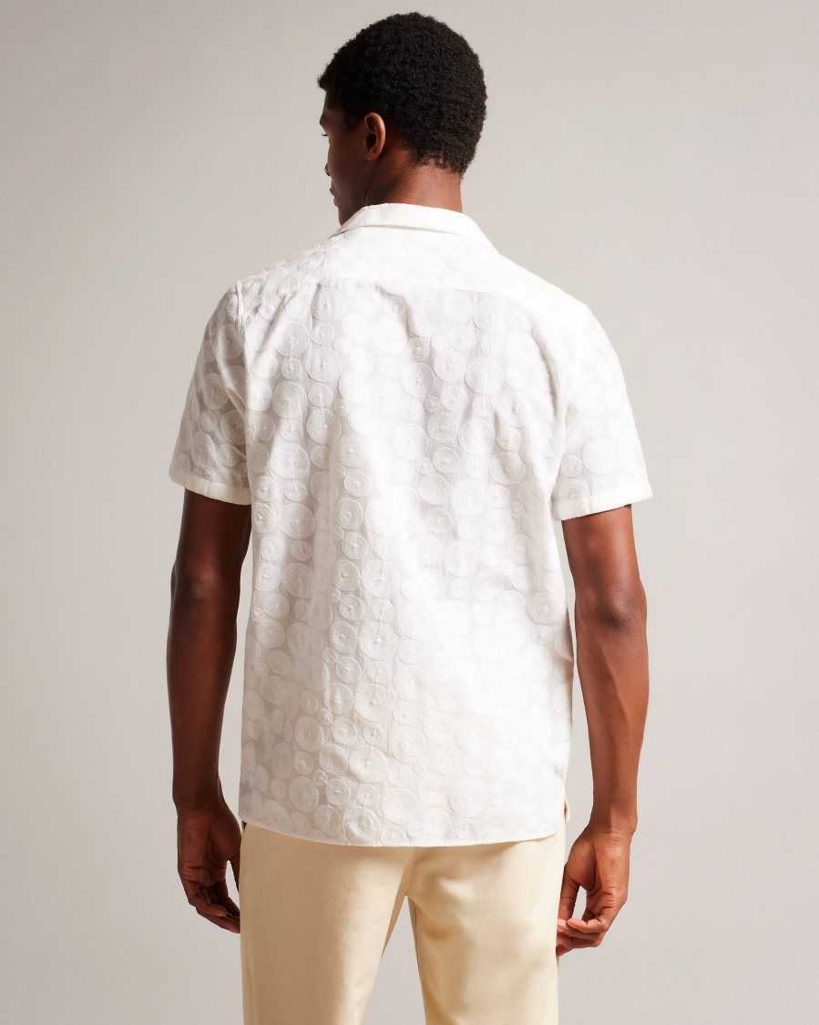 Ted Baker Allbury Short Sleeve Circle Embroidery Shirt White | 5407918-MV