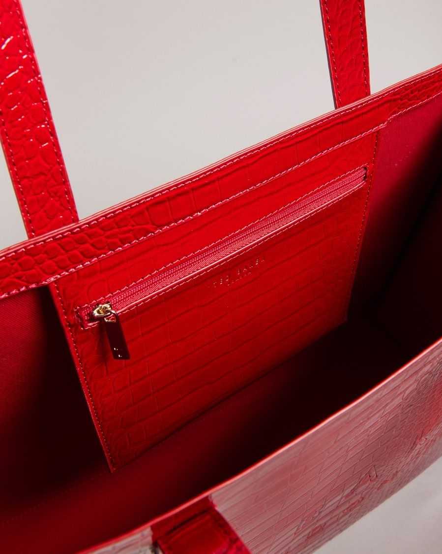 Ted Baker Allicon Mock Croc Icon Tote Bag Red | 3592714-ED