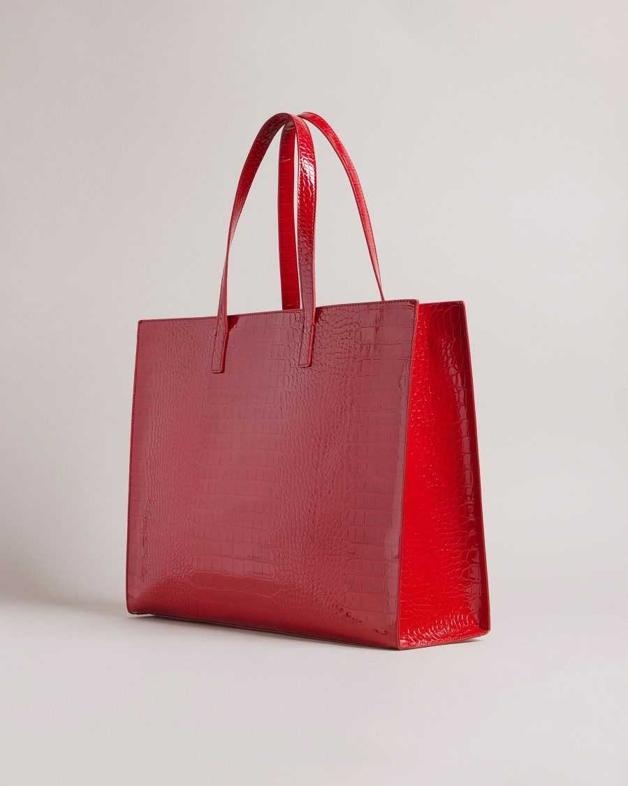 Ted Baker Allicon Mock Croc Icon Tote Bag Red | 3592714-ED