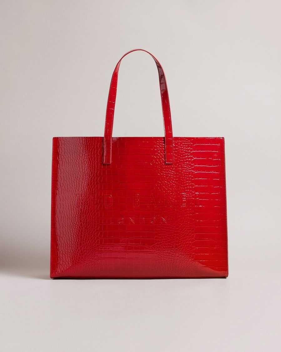 Ted Baker Allicon Mock Croc Icon Tote Bag Red | 3592714-ED