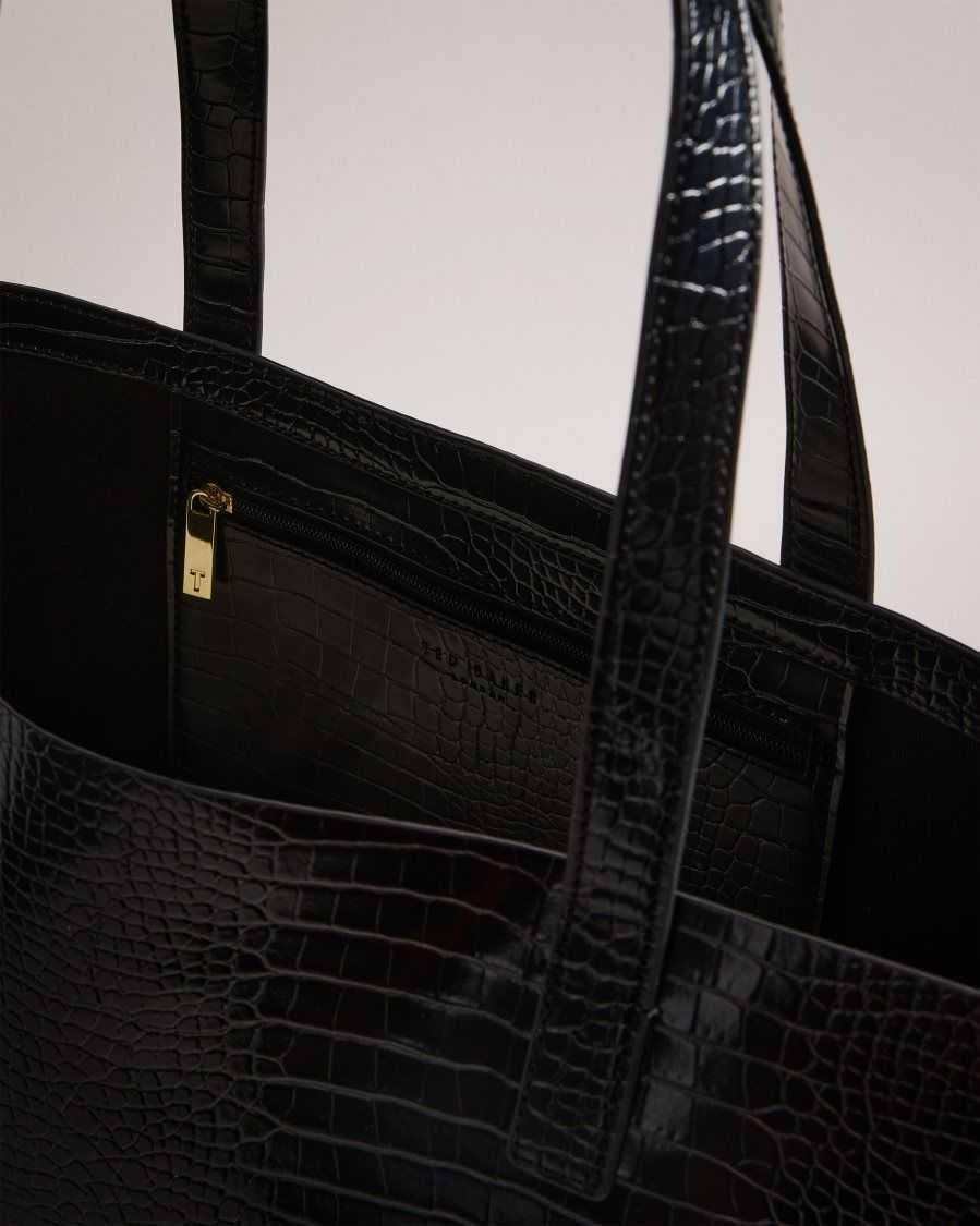 Ted Baker Allicon Mock Croc Icon Tote Bag Black | 4892760-OE