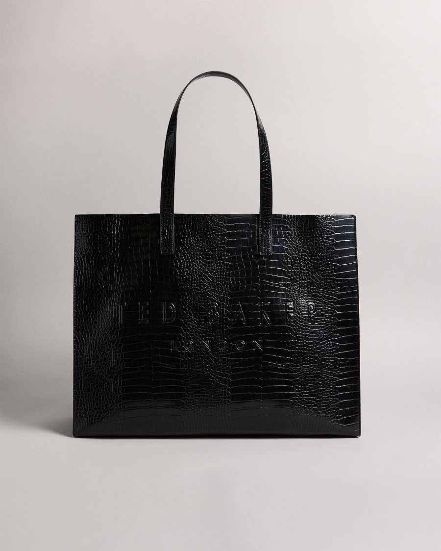 Ted Baker Allicon Mock Croc Icon Tote Bag Black | 4892760-OE