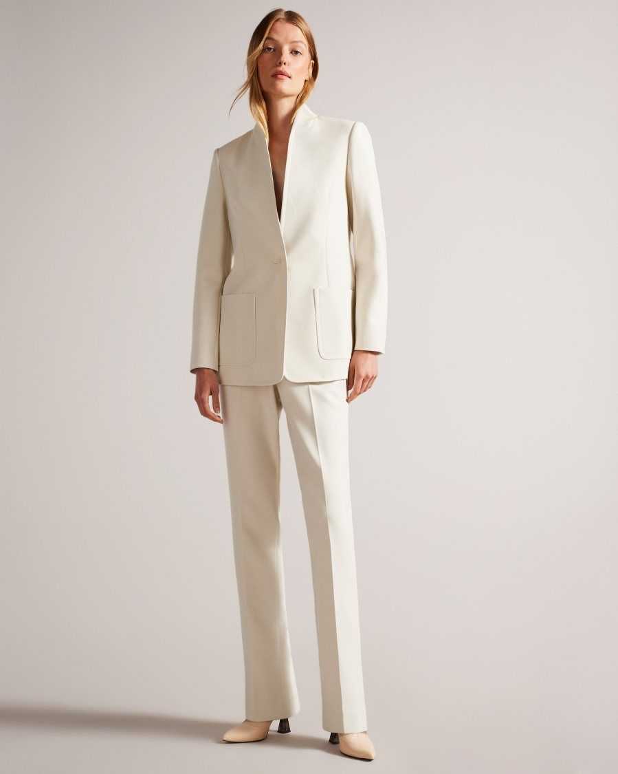 Ted Baker Ambero Single Breasted Collarless Blazer Natural | 9170326-KF