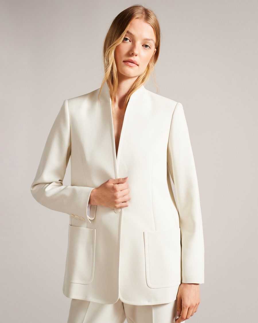 Ted Baker Ambero Single Breasted Collarless Blazer Natural | 9170326-KF