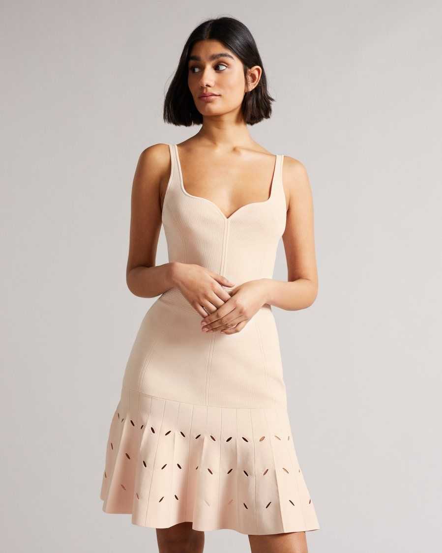 Ted Baker Ambyr Full Needle Stitch Detailed Hem Mini Dress Light Pink | 3176890-QG