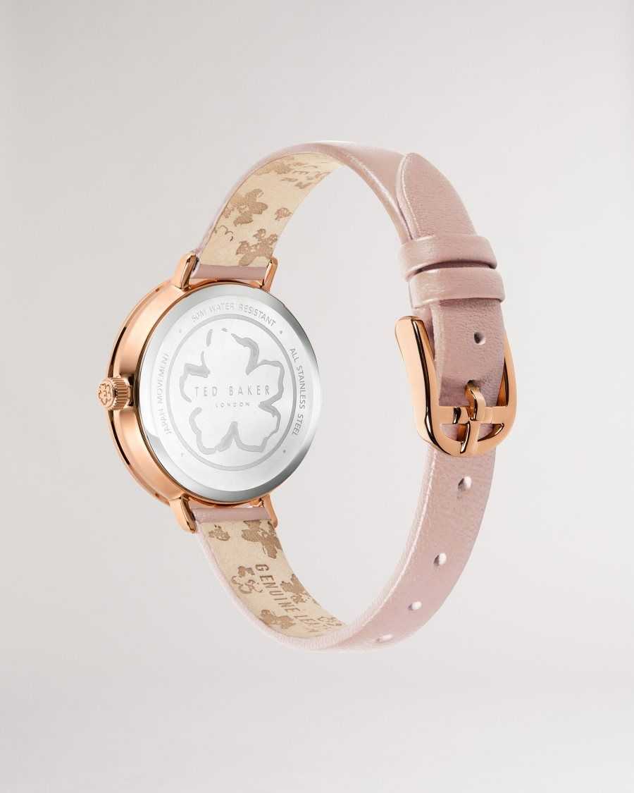 Ted Baker Ammmy Magnolia Detail Leather Watch Pink | 0534987-ER