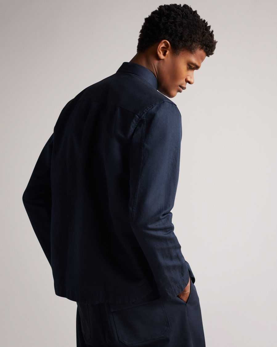 Ted Baker Amoret Long Sleeve Harrington Shacket Navy | 9326801-EM