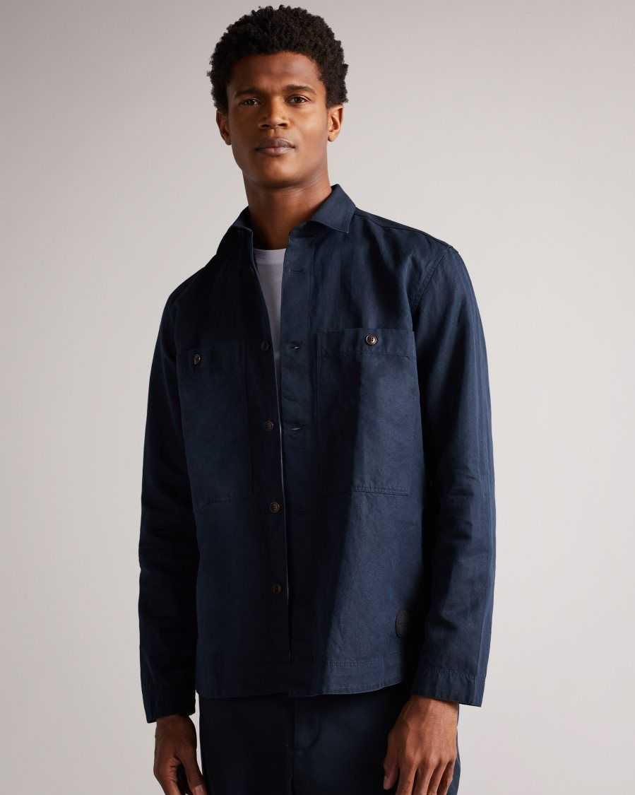 Ted Baker Amoret Long Sleeve Harrington Shacket Navy | 9326801-EM