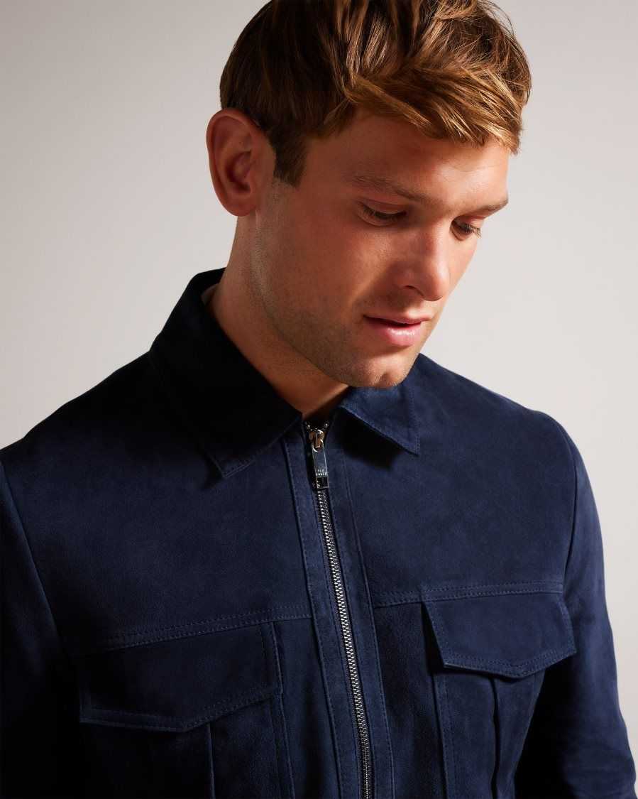 Ted Baker Amped Suede Jacket Navy | 6413980-XP