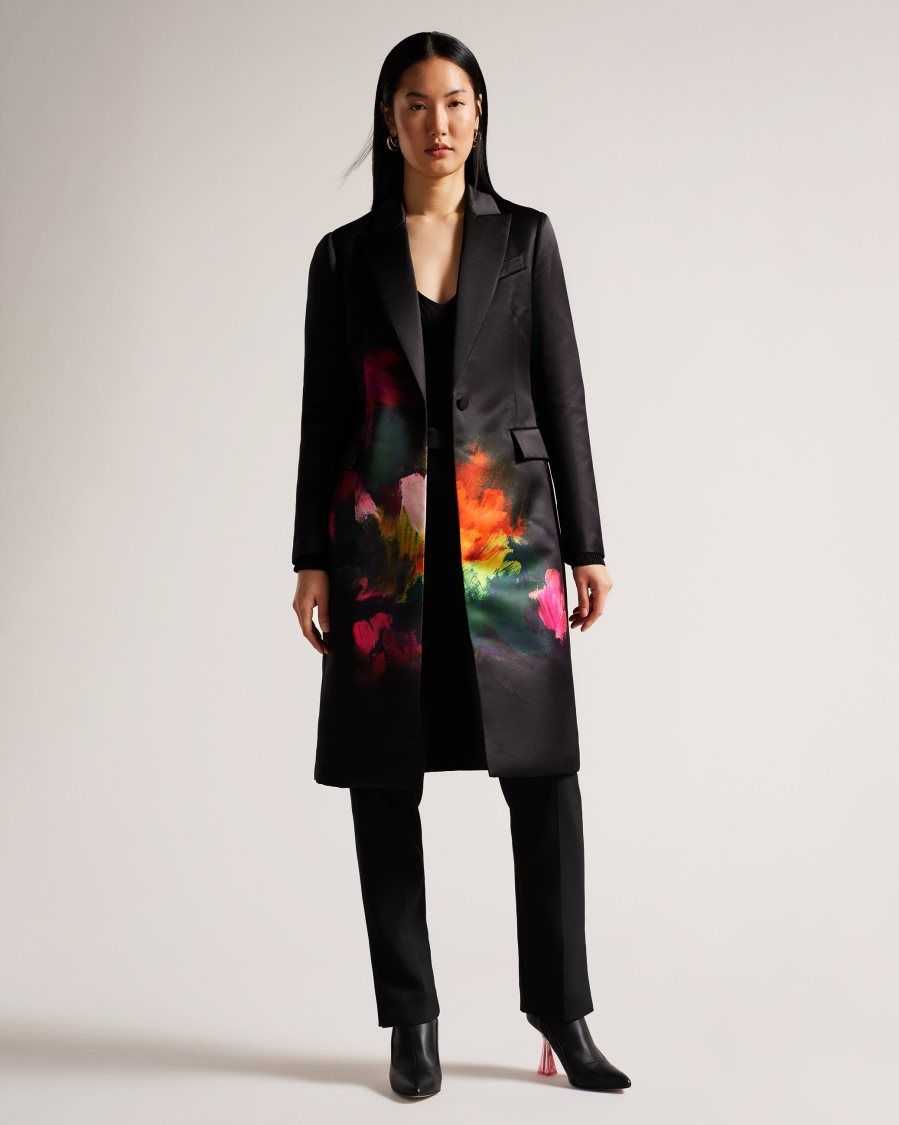 Ted Baker Anastay Single Breasted Midi Length Coat Black | 0294385-XE