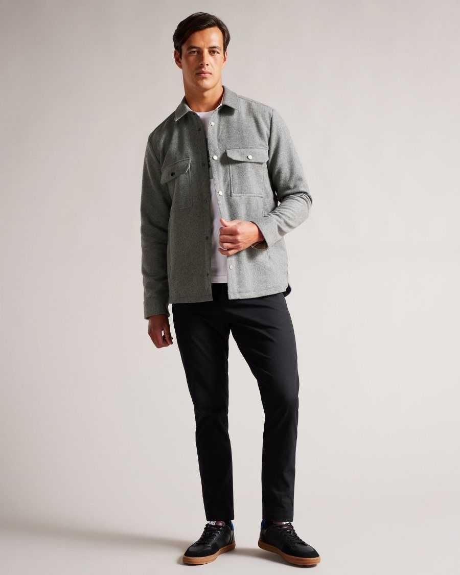 Ted Baker Anderby Long Sleeve Wool Blend Overshirt Grey | 4873196-SP