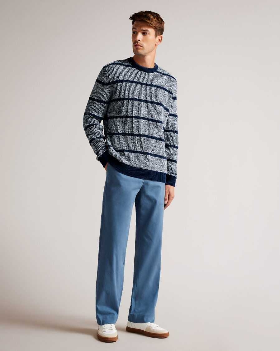 Ted Baker Angio Regular Fit Textured Stripe Jumper Blue | 2401896-RA