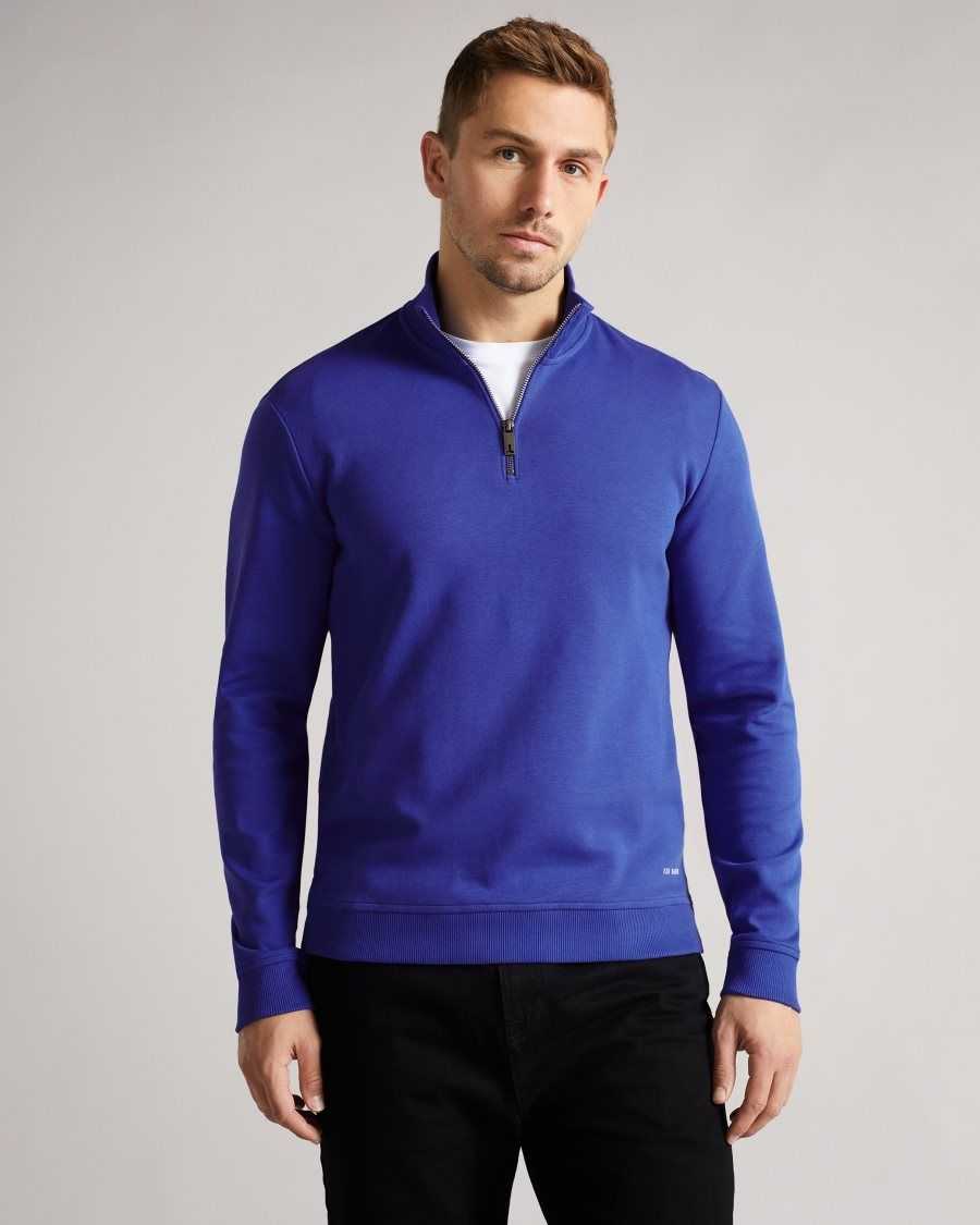 Ted Baker Antram Long Sleeve Half Zip Funnel Neck Blue | 4982053-NS