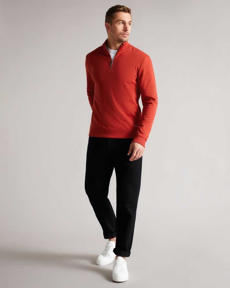 Ted Baker Antram Long Sleeve Half Zip Funnel Neck Dark Red | 6289503-NS