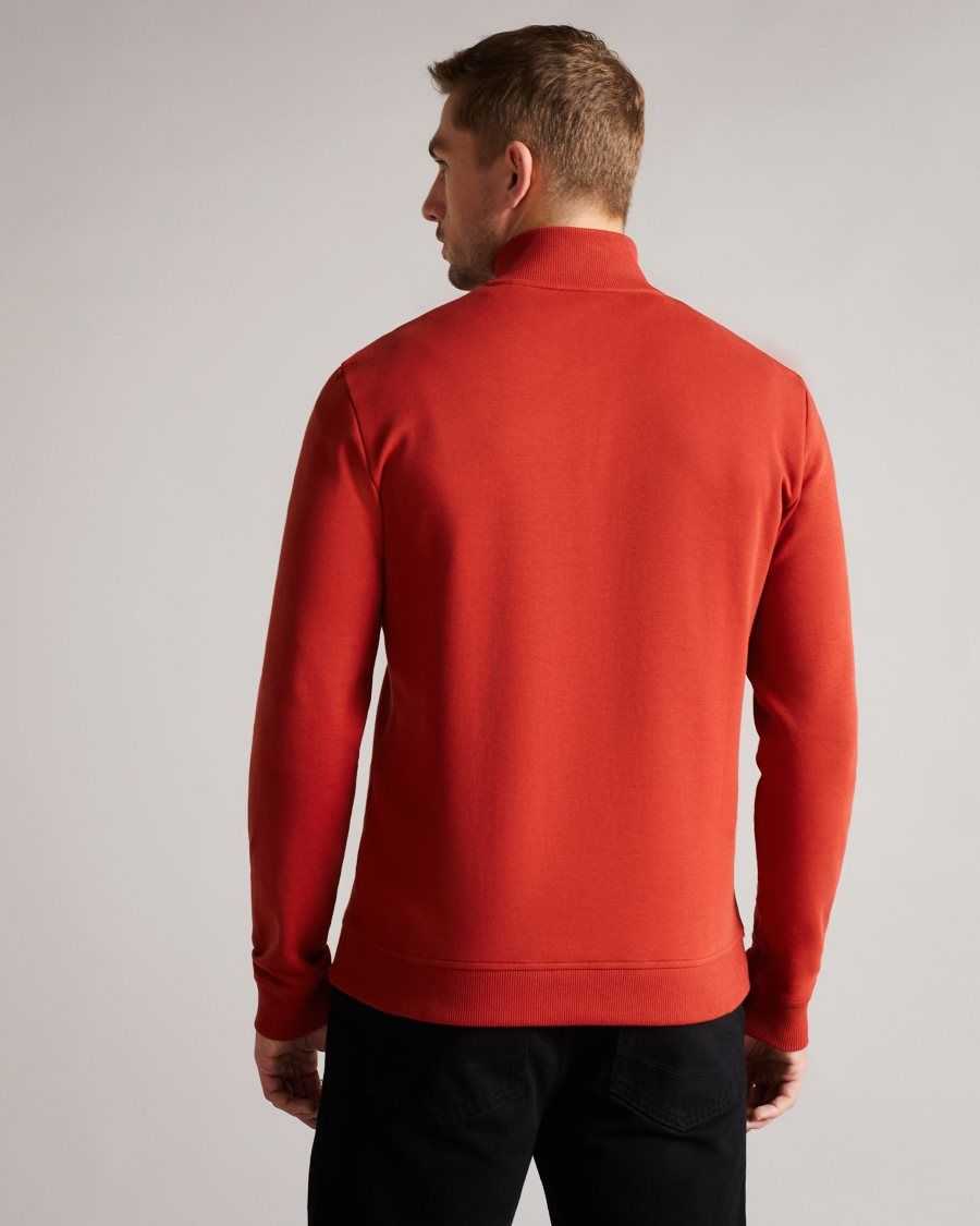 Ted Baker Antram Long Sleeve Half Zip Funnel Neck Dark Red | 6289503-NS