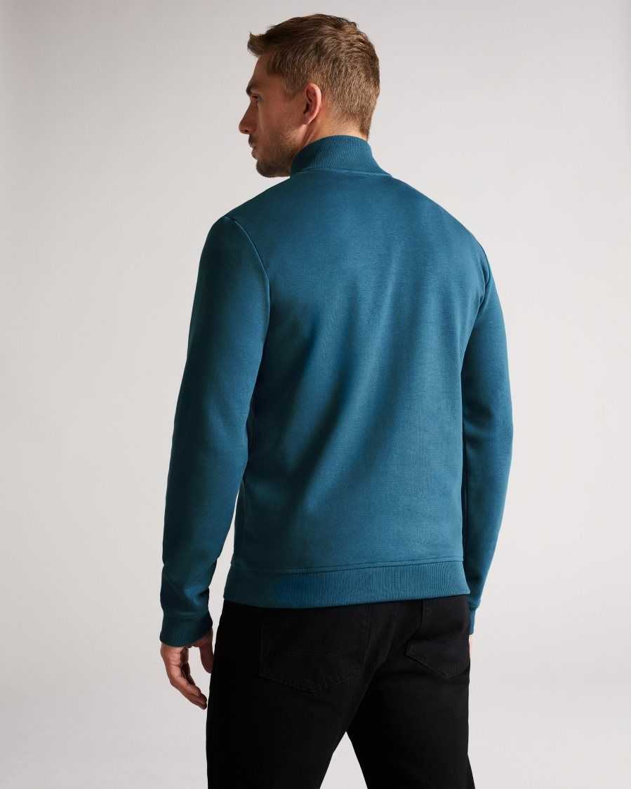 Ted Baker Antram Long Sleeve Half Zip Funnel Neck Teal-Blue | 9430186-HB