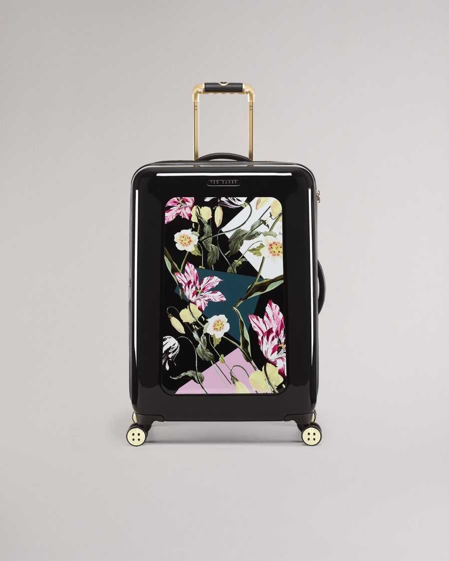 Ted Baker Anvilo Spliced Floral Medium Trolley Case Black | 5037186-DX