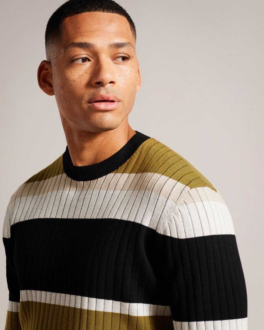 Ted Baker Array Long Sleeve Regular Fit Striped Jumper Natural | 4182563-EF