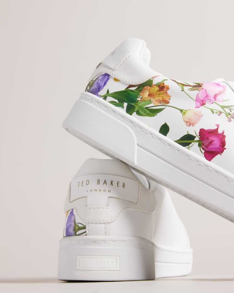 Ted Baker Artel Printed Floral Cupsole Trainers White | 0586743-AO