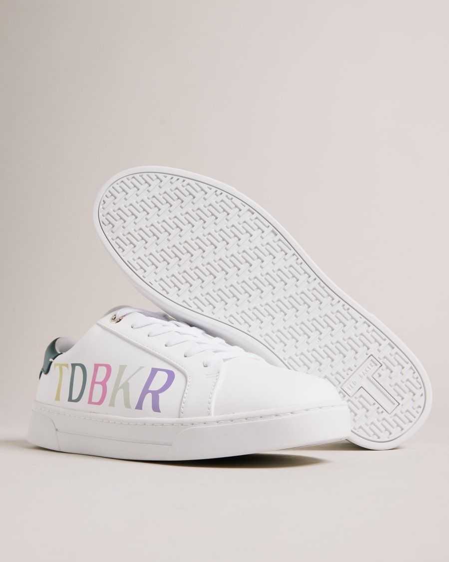 Ted Baker Artii Branded Leather Cupsole Trainers White | 4950281-OH